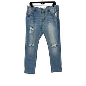 American Blue Casual Boyfriend Jeans Sz 15 Distressed Dark Wash Stretch 32x29 H3